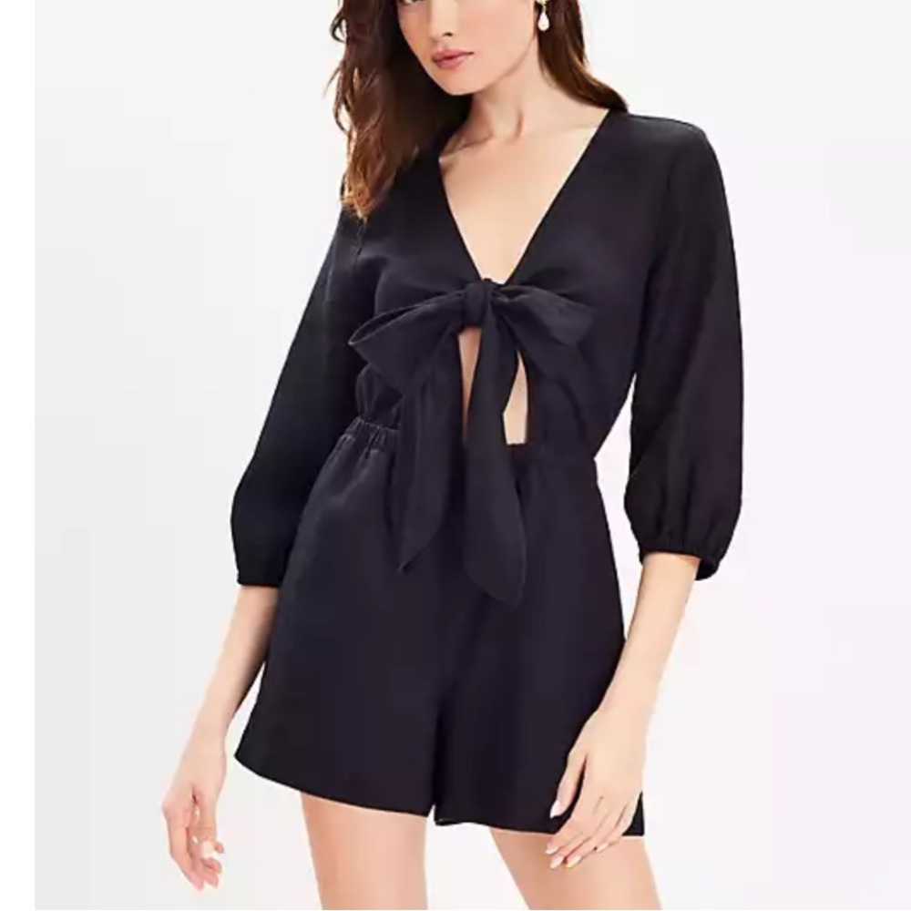 LOFT Beach Tie Front Linen Romper